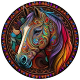 Puzzle Bois Cheval Mandala Coloré