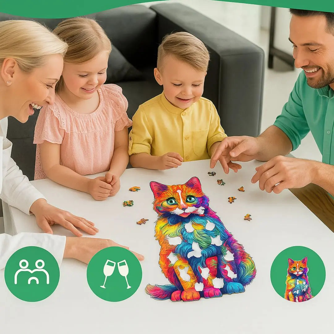 Puzzle en Bois Chat Artistique – ColorCat