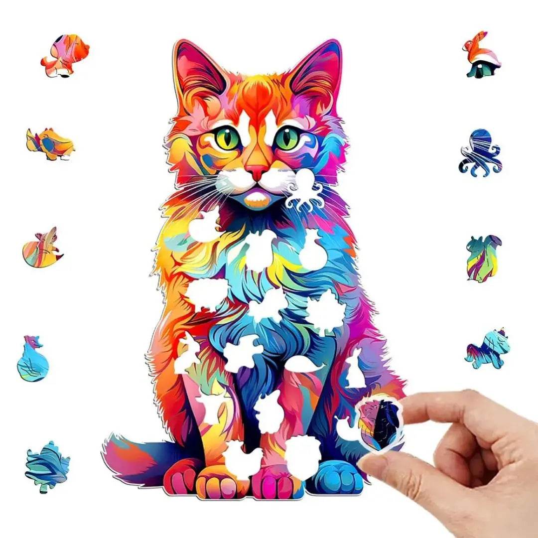 Puzzle en Bois Chat Artistique – ColorCat