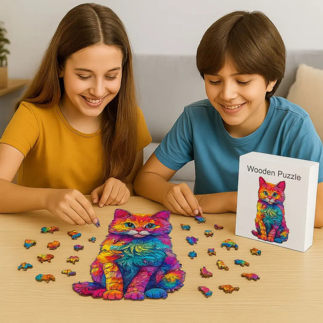Puzzle en Bois Chat Artistique – ColorCat