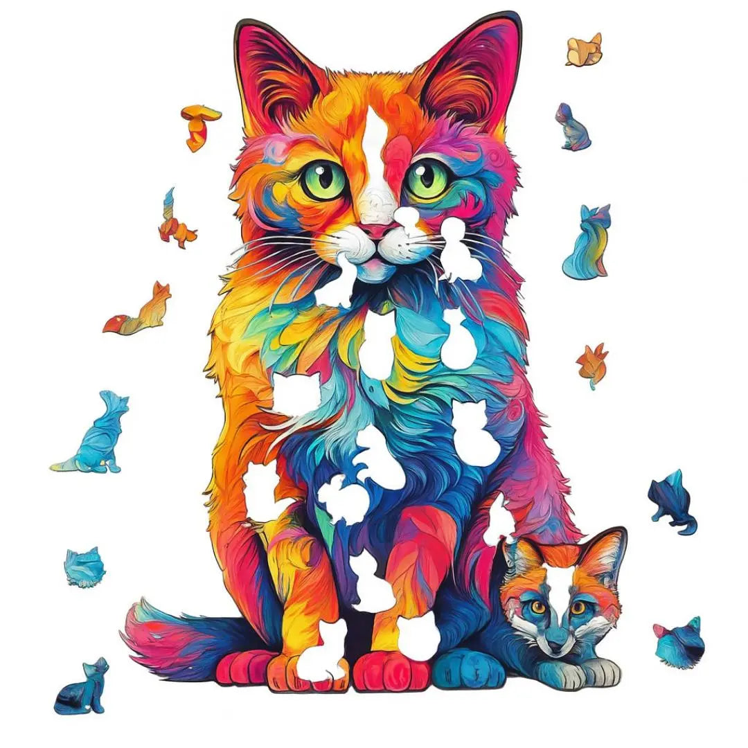 Puzzle en Bois Chat Artistique – ColorCat
