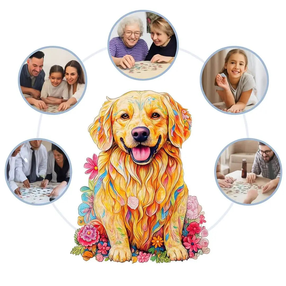 Puzzle Bois Chien Fleuri – DoggoJoy