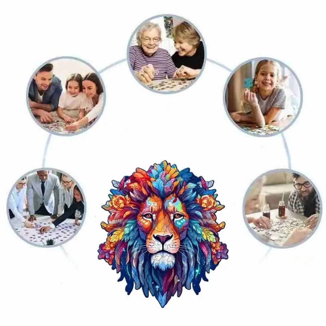 Puzzle Bois Lion Artistique – WildKing