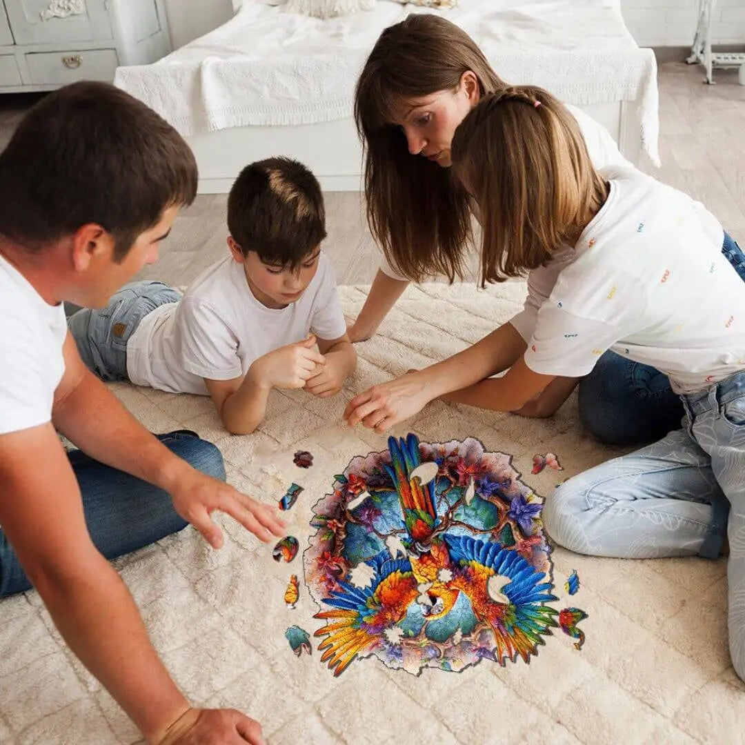 Puzzle en Bois Perroquet Coloré – BirdyBloom