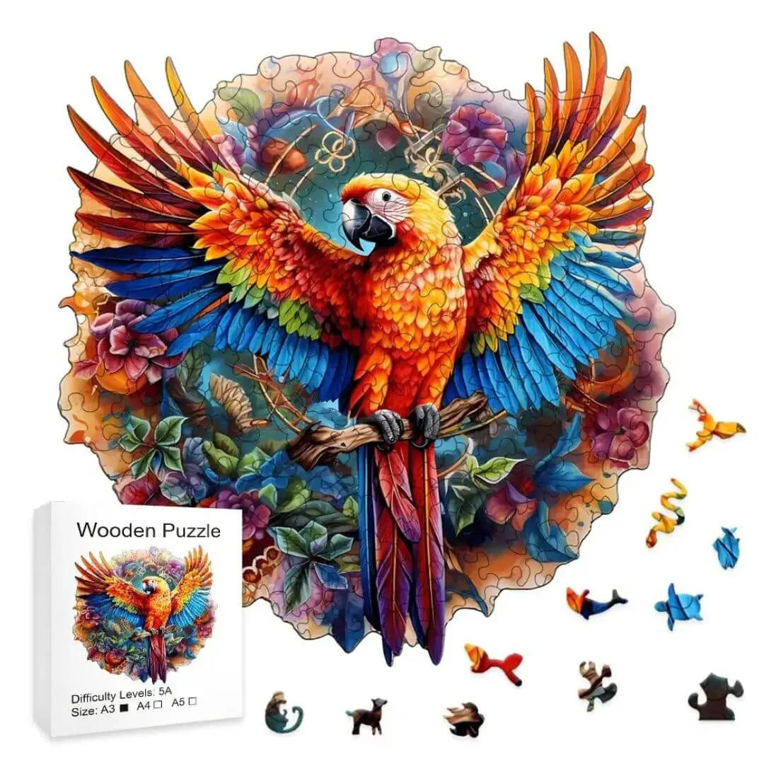Puzzle en Bois Perroquet Coloré – BirdyBloom