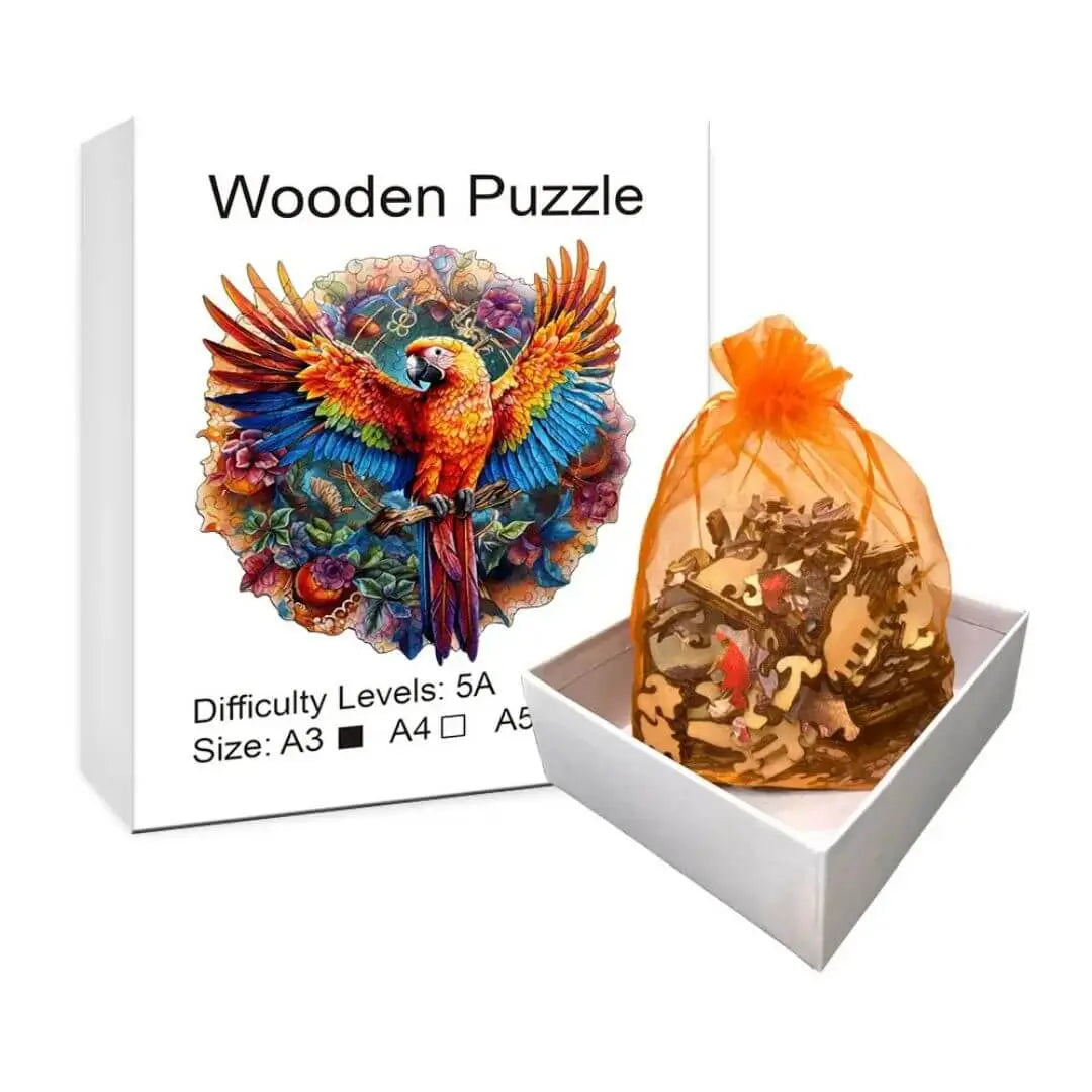 Puzzle en Bois Perroquet Coloré – BirdyBloom