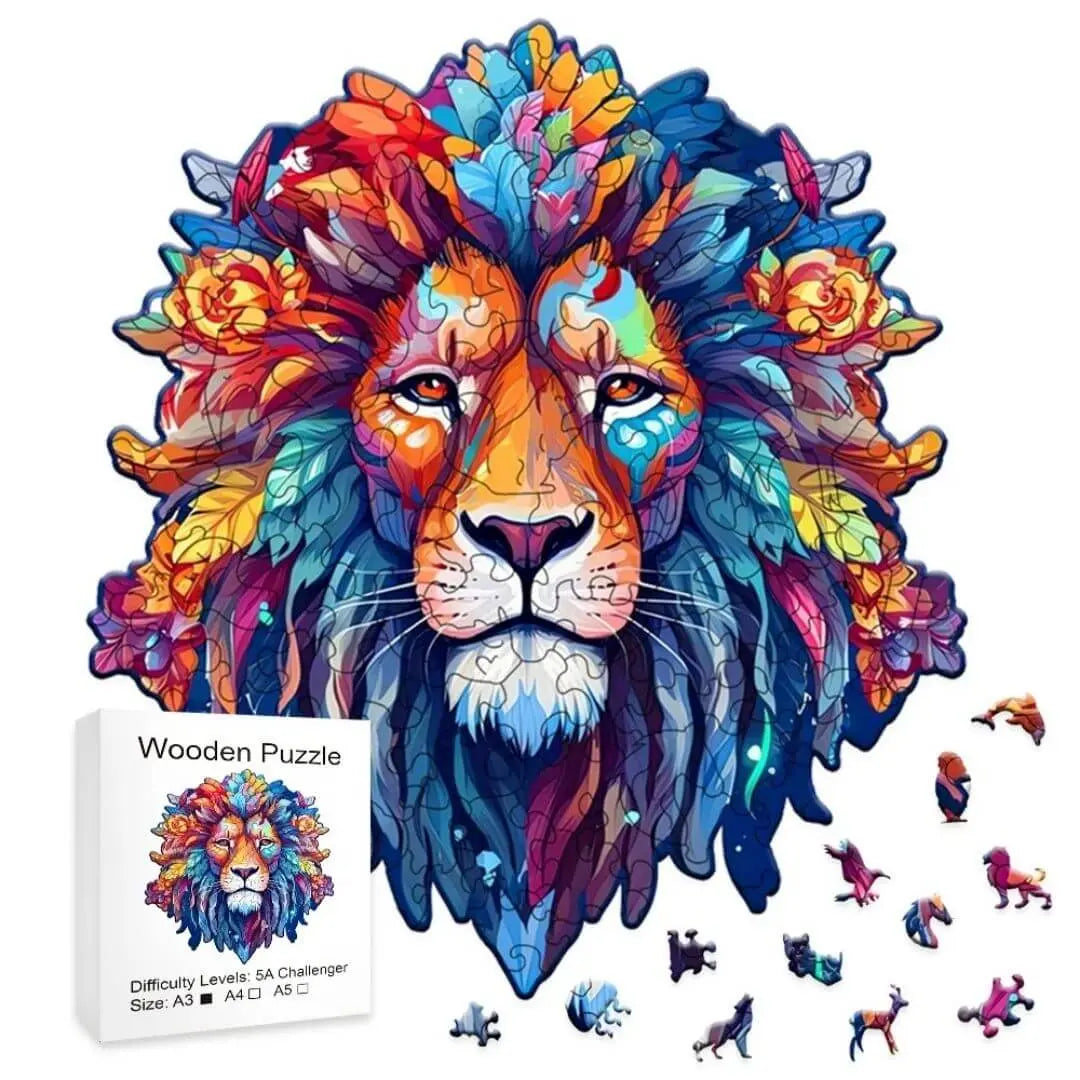 Puzzle Bois Lion Artistique – WildKing