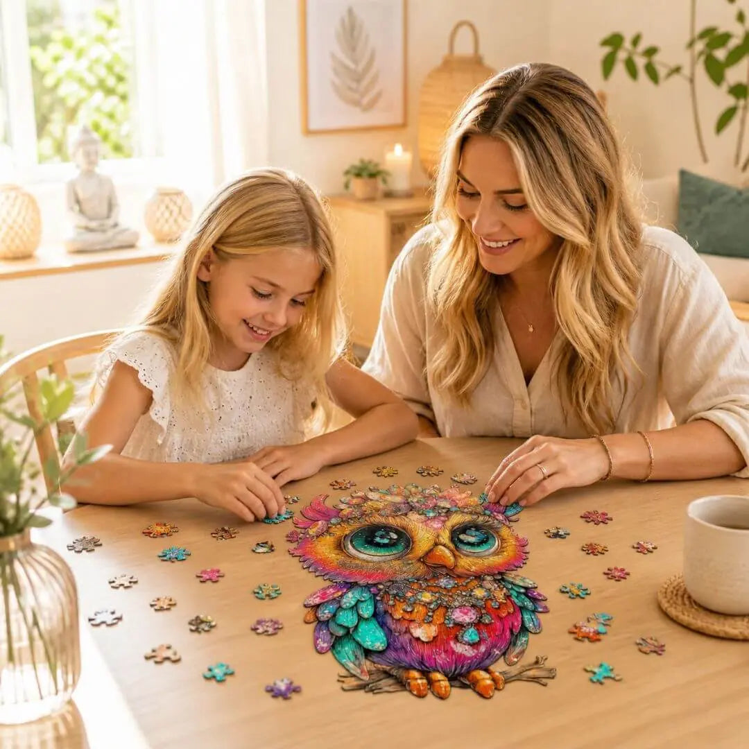 Puzzle Bois Chouette Colorée – Puzzle 2D à Assembler