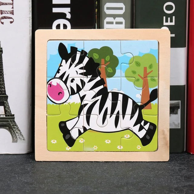 Puzzle Bois Bébé 11x11cm - Dans la Jungle
