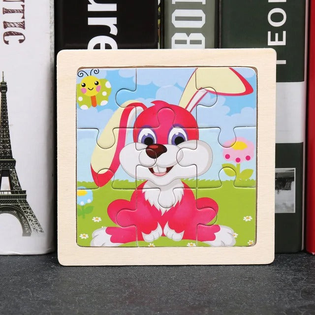 Puzzle Bois Bébé 11x11cm - À LA FERME - 7 images au choix