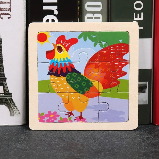Puzzle Bois Bébé 11x11cm - À LA FERME - 7 images au choix