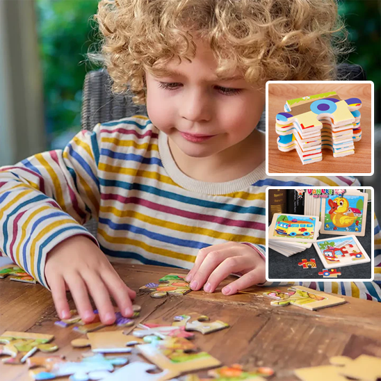 Puzzle Bois Bébé 11x11cm - Nos Amis les Insectes