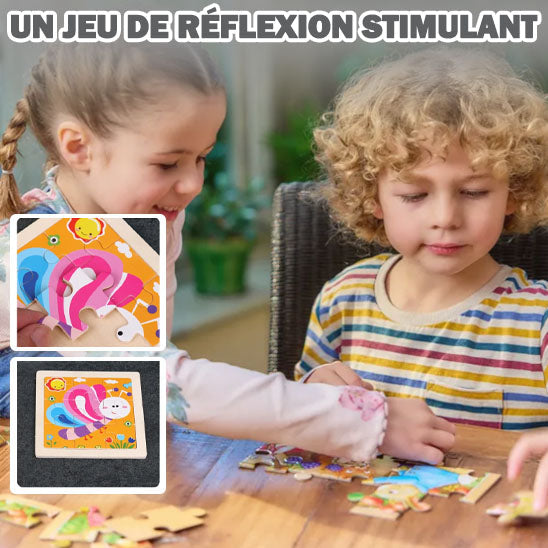 Puzzle Bois Bébé 11x11cm - Dans la Forêt