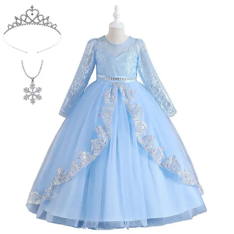 Robe Bal dentelle manches longues Enfant