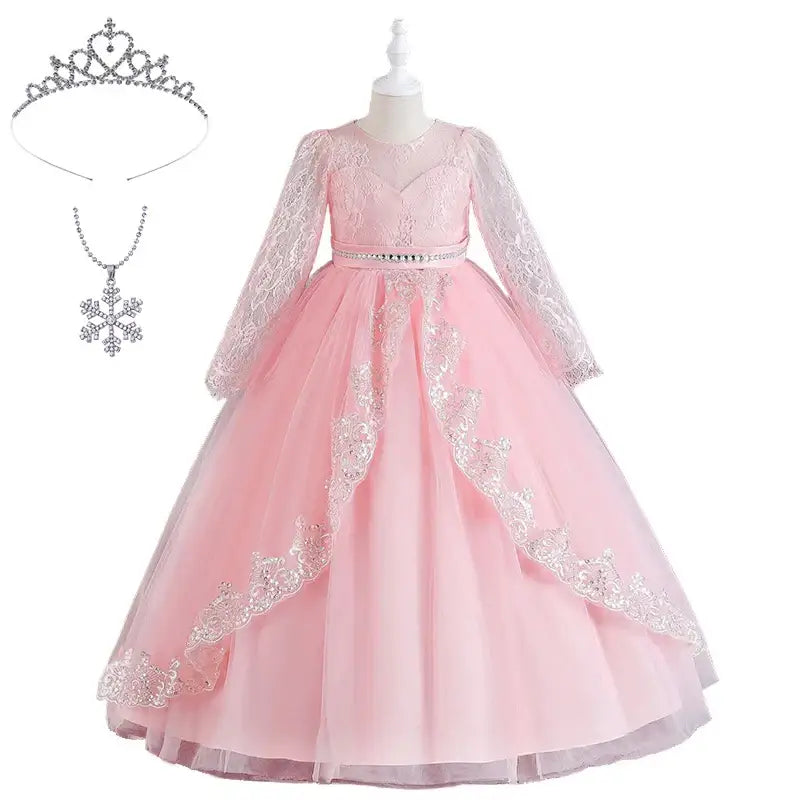 Robe Bal dentelle manches longues Enfant