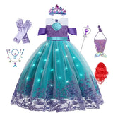 Robe petite sirène avec lumières LED pour filles