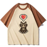 T-shirt Chat Coeur Pixel