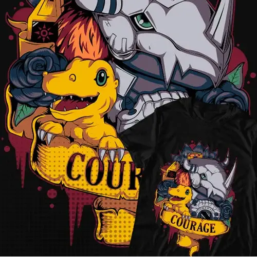 T-shirt Coton Anime Digimon Courage