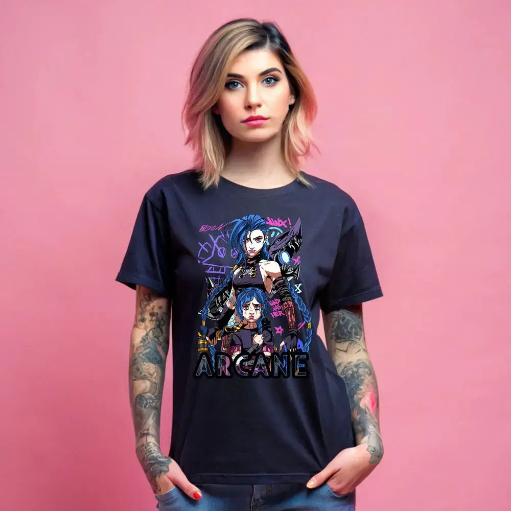 T-Shirt Coton Anime Jinx Arcane