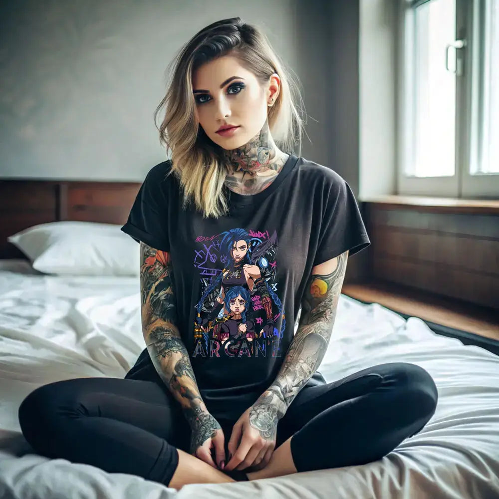 T-Shirt Coton Anime Jinx Arcane