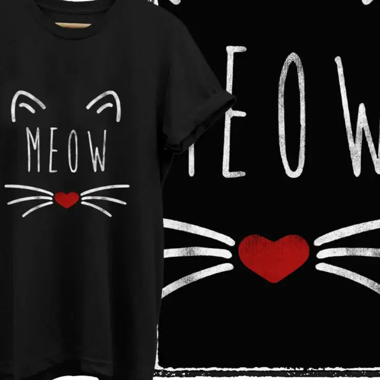 T-Shirt Coton Chat Coeur