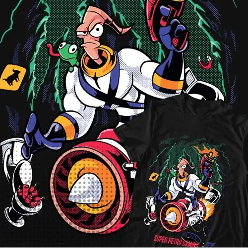 T-shirt Coton Jeu video Earthworm Jim