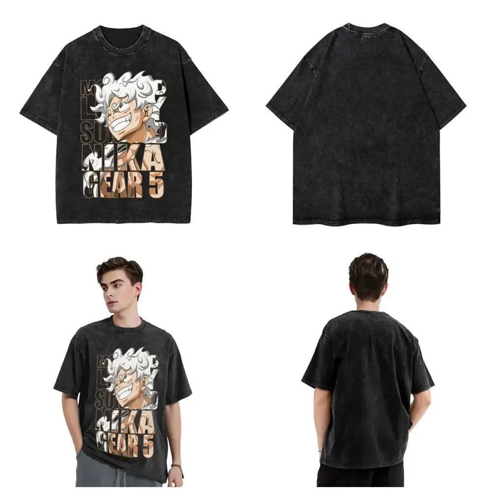 T-Shirt délavé Luffy Nika Gear 5 One Piece