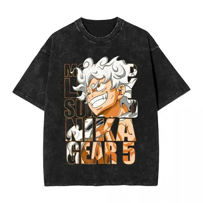T-Shirt délavé Luffy Nika Gear 5 One Piece