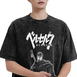 T-Shirt en coton délavé Guts Guerrier Noir Berserk