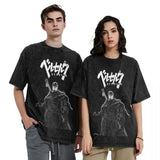 T-Shirt en coton délavé Guts Guerrier Noir Berserk