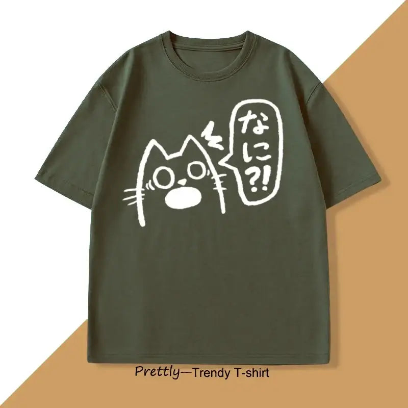 T-shirt Unisexe Anime Cat Drink