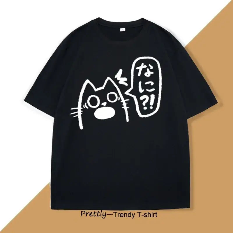 T-shirt Unisexe Anime Cat Drink