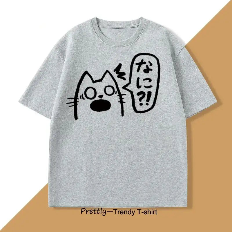 T-shirt Unisexe Anime Cat Drink