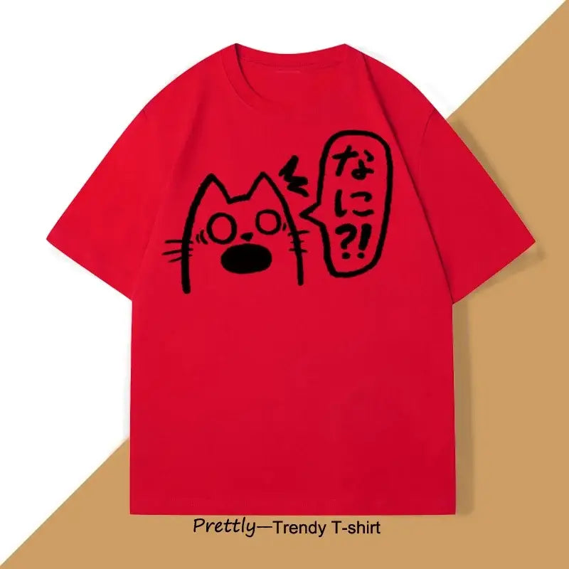 T-shirt Unisexe Anime Cat Drink