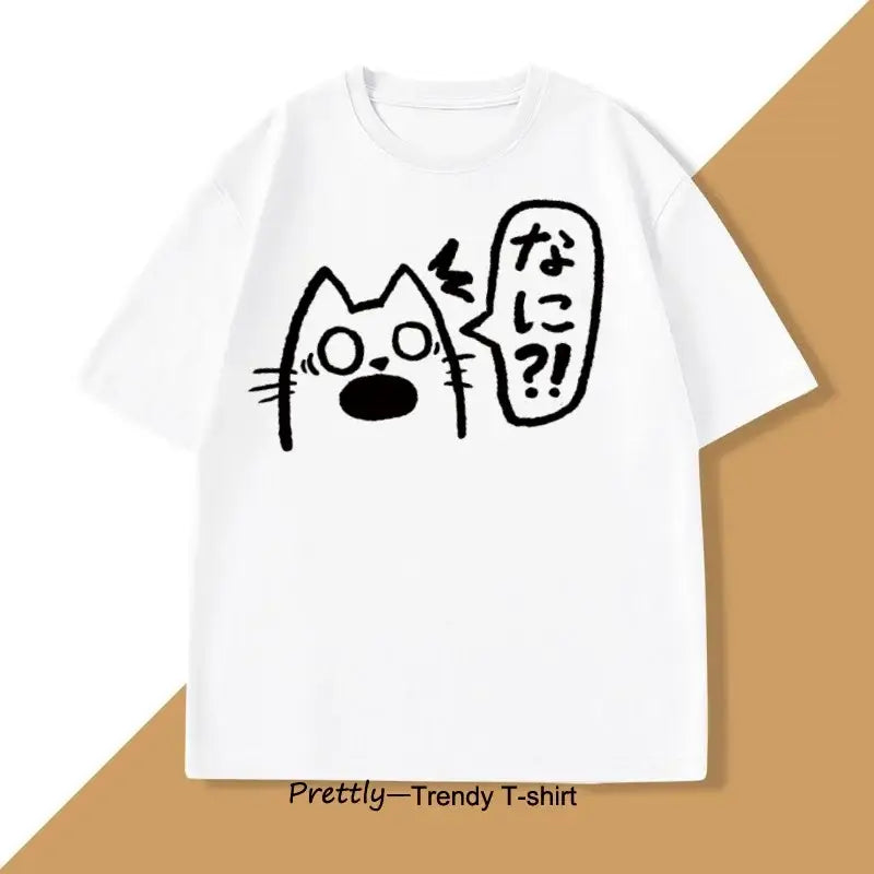 T-shirt Unisexe Anime Cat Drink
