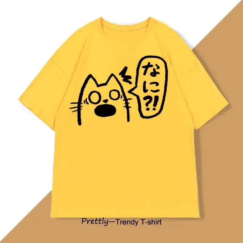 T-shirt Unisexe Anime Cat Drink