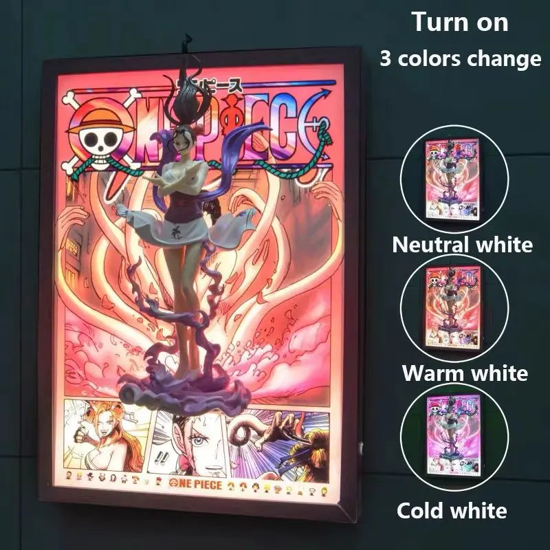 Tableau 3D Led One Piece avec Figurine Nico Robin Décoration One Piece