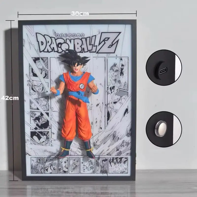 Tableau 3D Led avec figurine Goku Décoration Dragon Ball Z