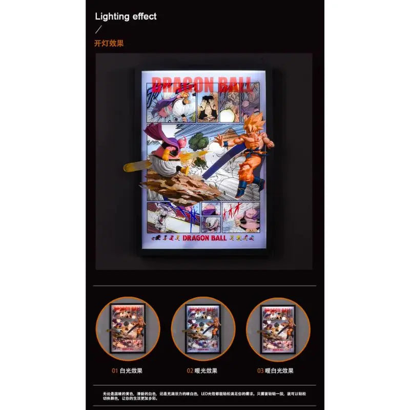 Tableau 3D Led avec figurine Goku vs Super Buu Décoration Dragon Ball Z