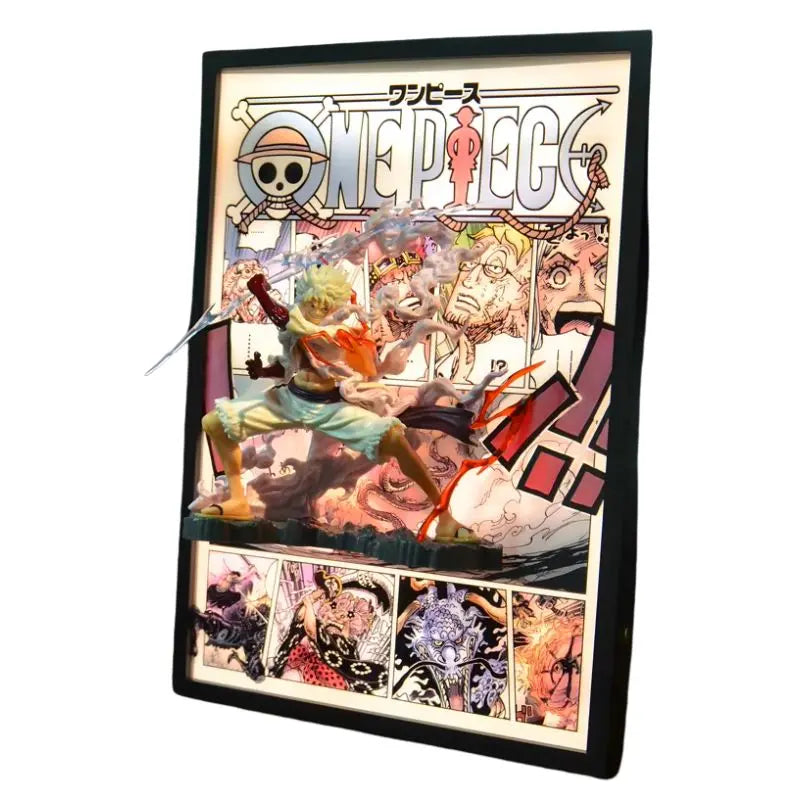 Tableau 3D Led avec Figurine Luffy Gear 5 Décoration One Piece