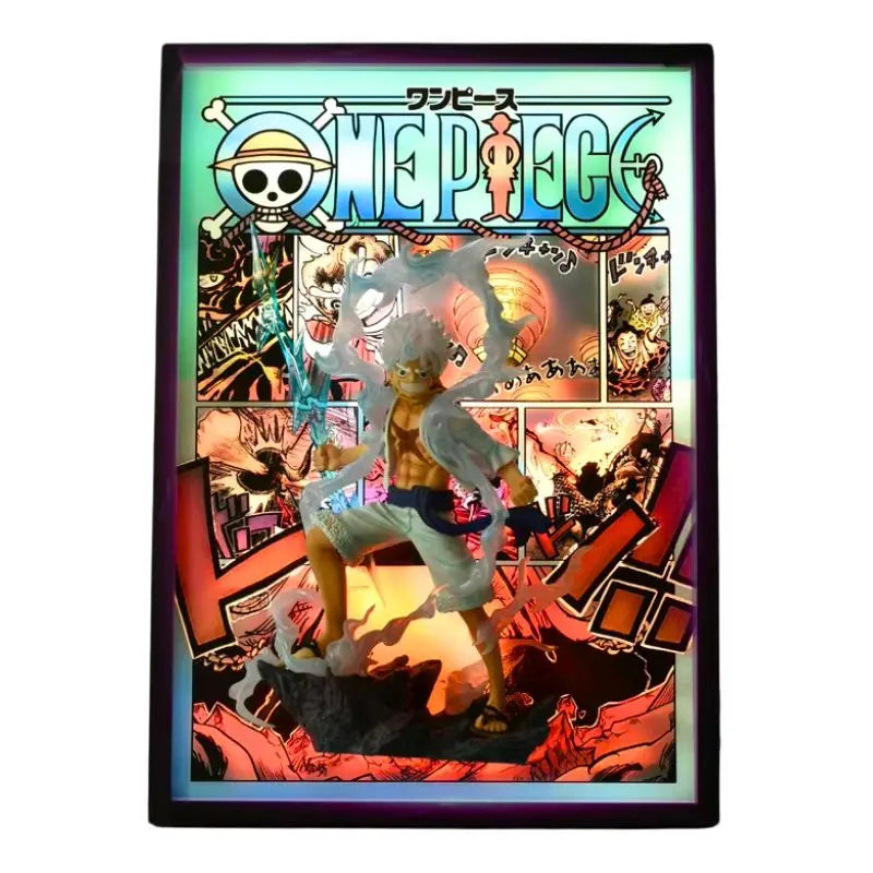 Tableau 3D Led avec Figurine Luffy Gear 5 Décoration One Piece