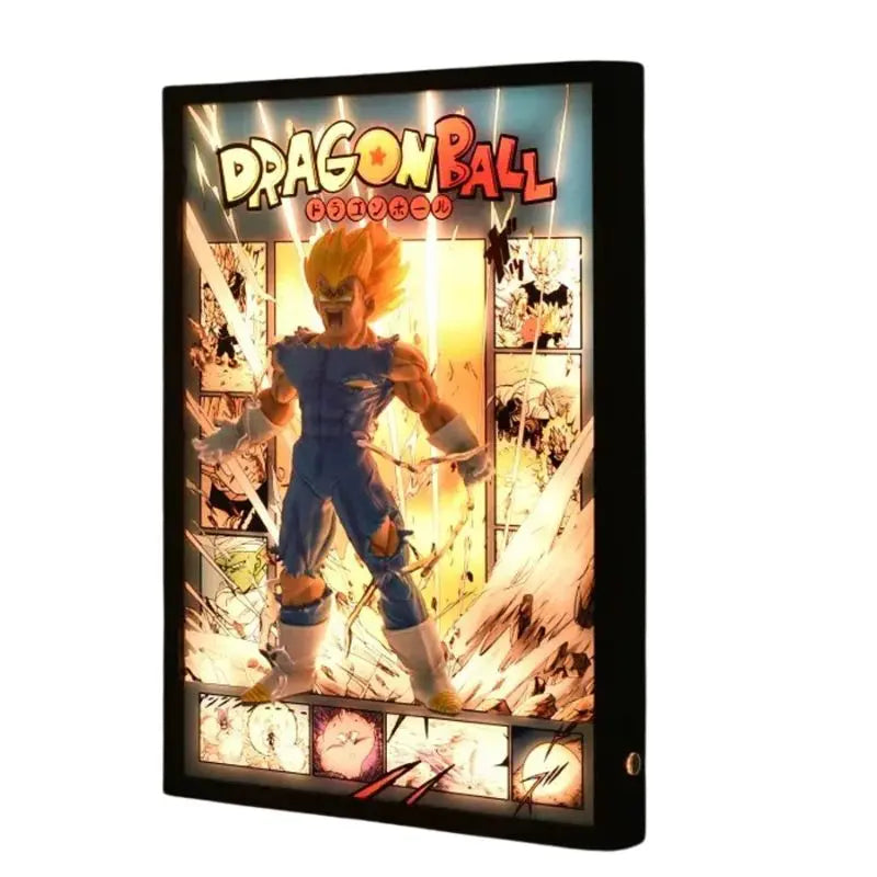 Tableau 3D Led avec Figurine Vegeta Super Saiyan Décoration Dragon Ball Z