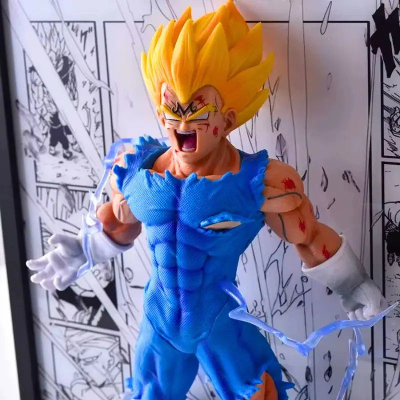 Tableau 3D Led avec Figurine Vegeta Super Saiyan Décoration Dragon Ball Z