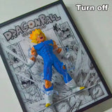 Tableau 3D Led avec Figurine Vegeta Super Saiyan Décoration Dragon Ball Z