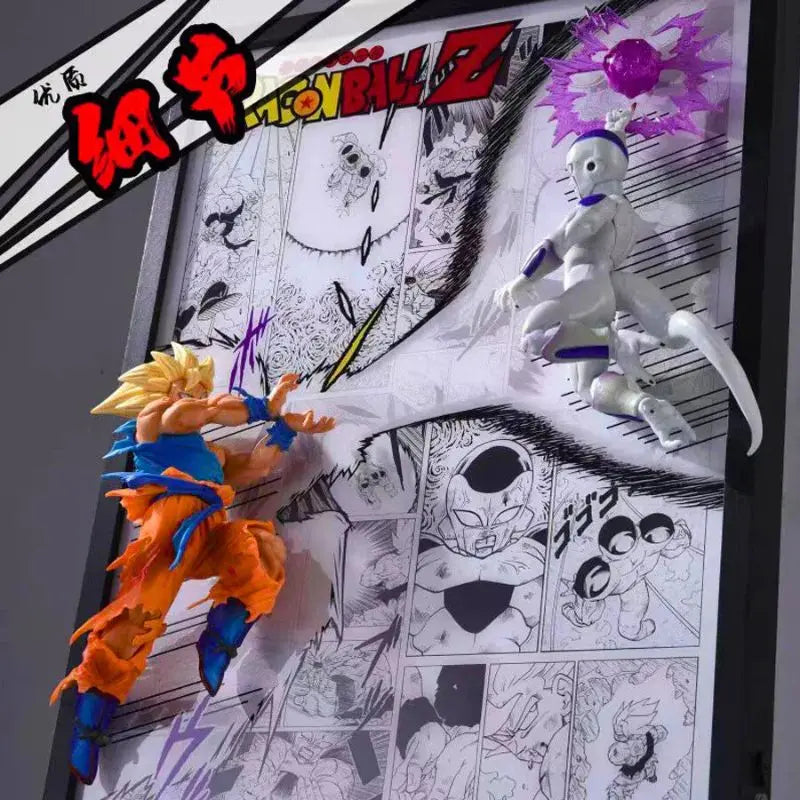 Tableau 3D Led DBZ avec Figurine Goku vs Freezer Décoration Dragon Ball Z