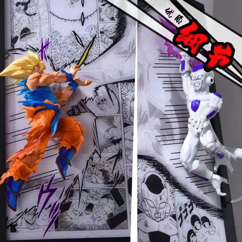 Tableau 3D Led DBZ avec Figurine Goku vs Freezer Décoration Dragon Ball Z