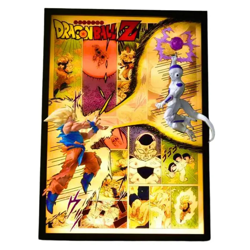 Tableau 3D Led DBZ avec Figurine Goku vs Freezer Décoration Dragon Ball Z
