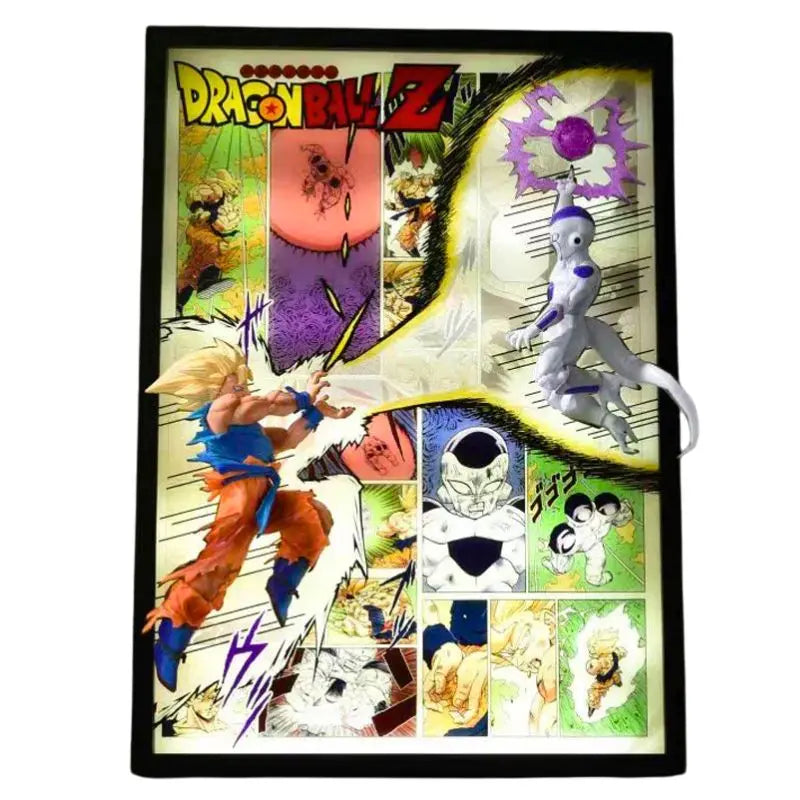 Tableau 3D Led DBZ avec Figurine Goku vs Freezer Décoration Dragon Ball Z