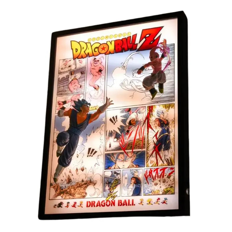 Tableau 3D Led DBZ avec figurine Vegetto vs Super Buu Décoration Dragon Ball Z