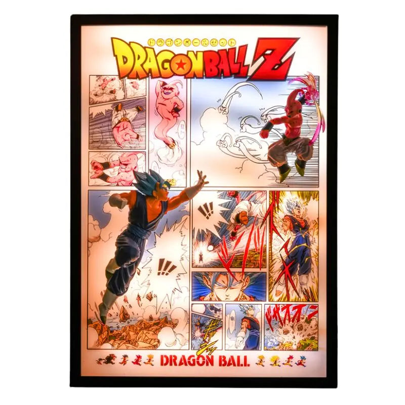 Tableau 3D Led DBZ avec figurine Vegetto vs Super Buu Décoration Dragon Ball Z